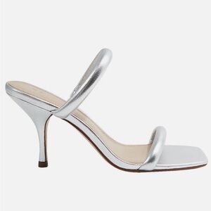NWT Reiss Emery Double Strap Women's Heeled Sandals in Silver